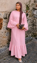 Abaya pétale de rose à manches et bas volants