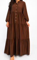 Abaya chemise boutonnée coupe ample à volants