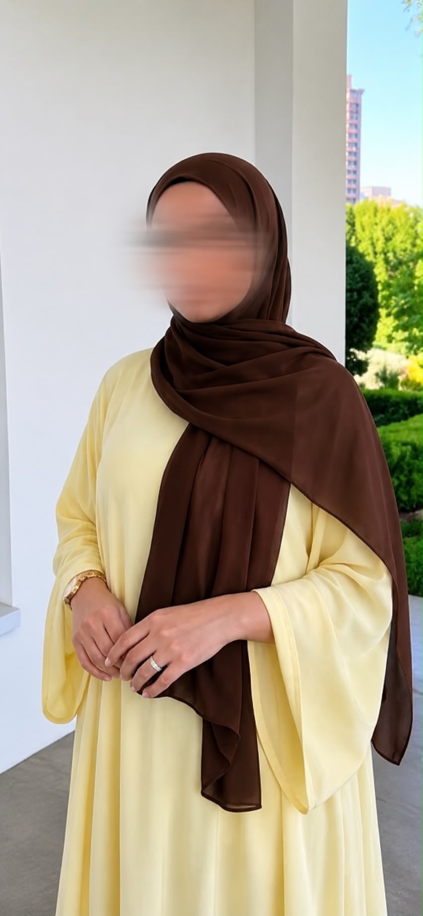 Abaya Dreifach Glockenärmel Rosaline Pastellgelb