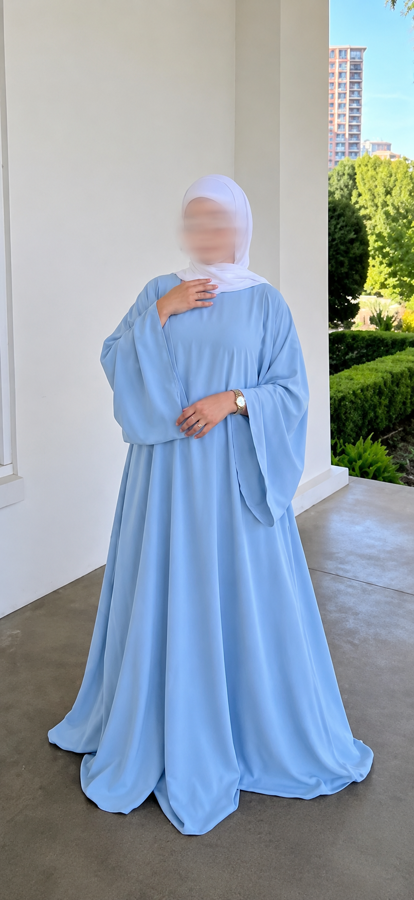 Abaya Triple-Glockenärmel Rosaline Pastell Hellblau