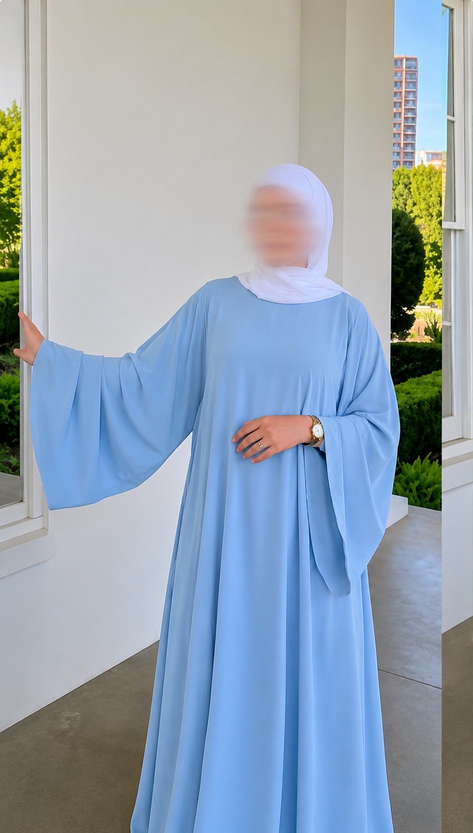 Abaya Triple-Glockenärmel Rosaline Pastell Hellblau