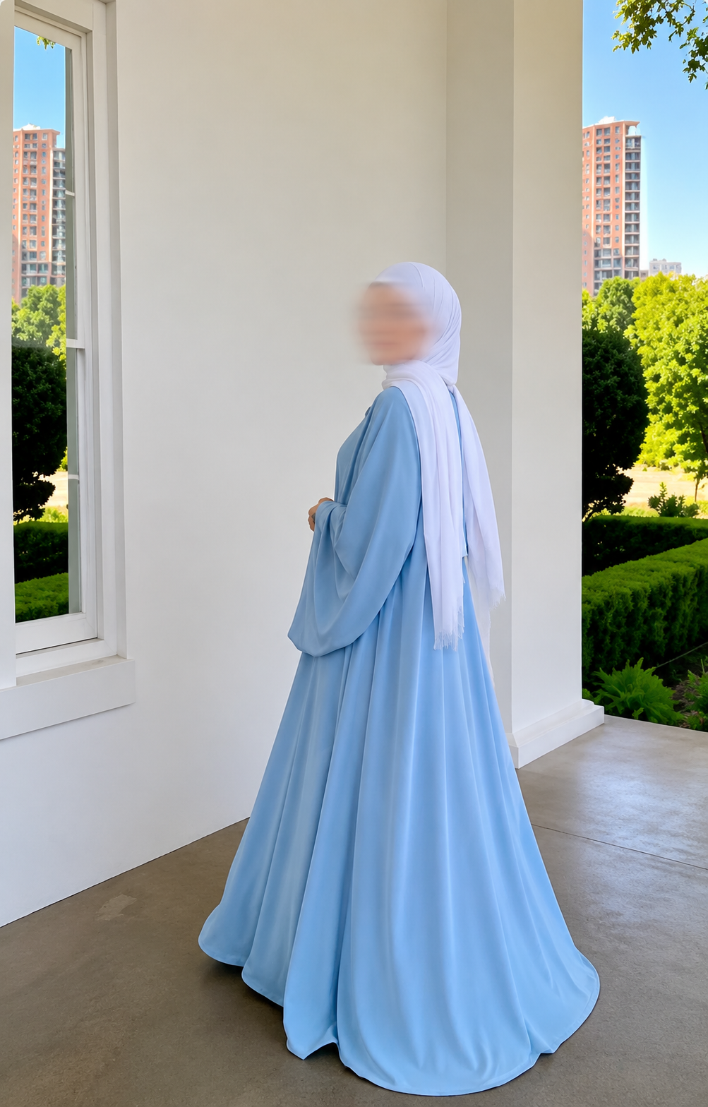 Abaya Triple-Glockenärmel Rosaline Pastell Hellblau