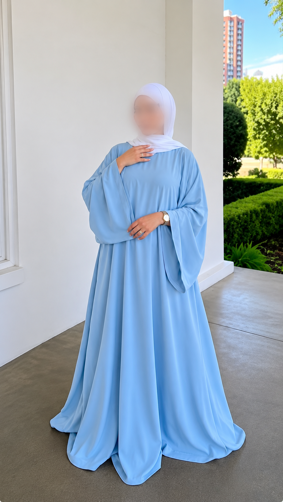 Abaya Triple-Glockenärmel Rosaline Pastell Hellblau