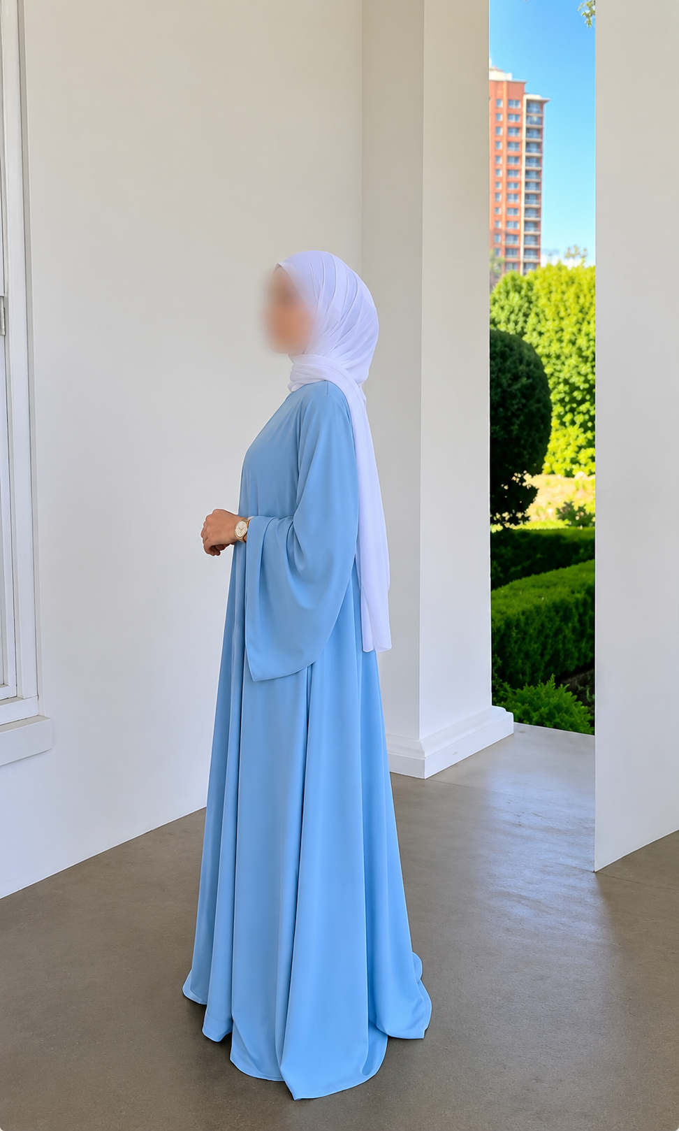 Abaya Triple-Glockenärmel Rosaline Pastell Hellblau