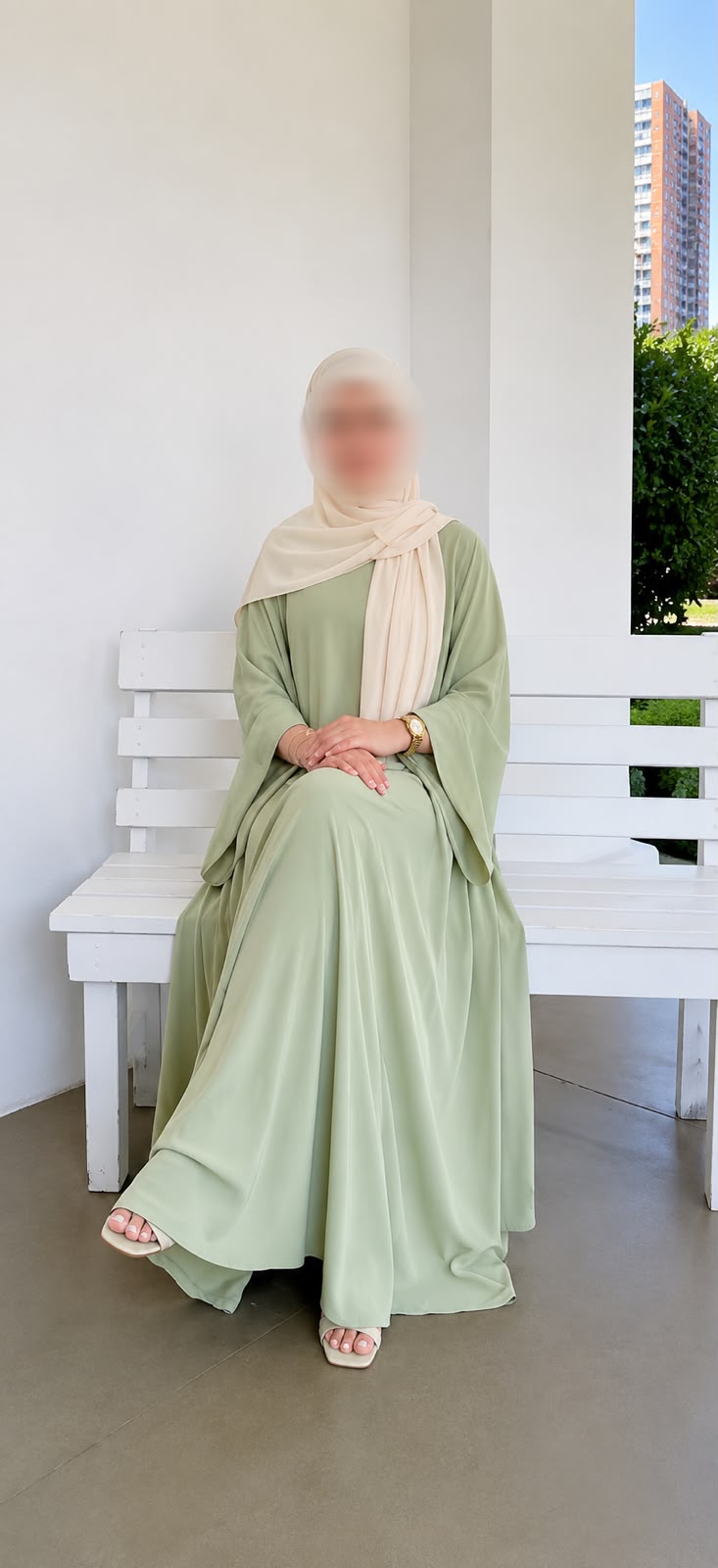 Abaya Dreifach-Glocke Rosaline Pastellgrün