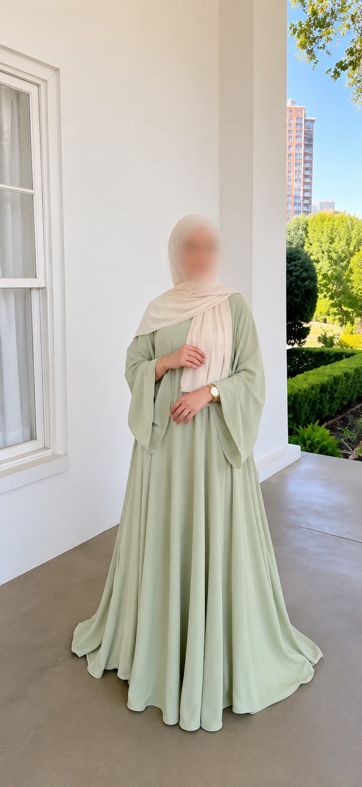 Abaya Dreifach-Glocke Rosaline Pastellgrün