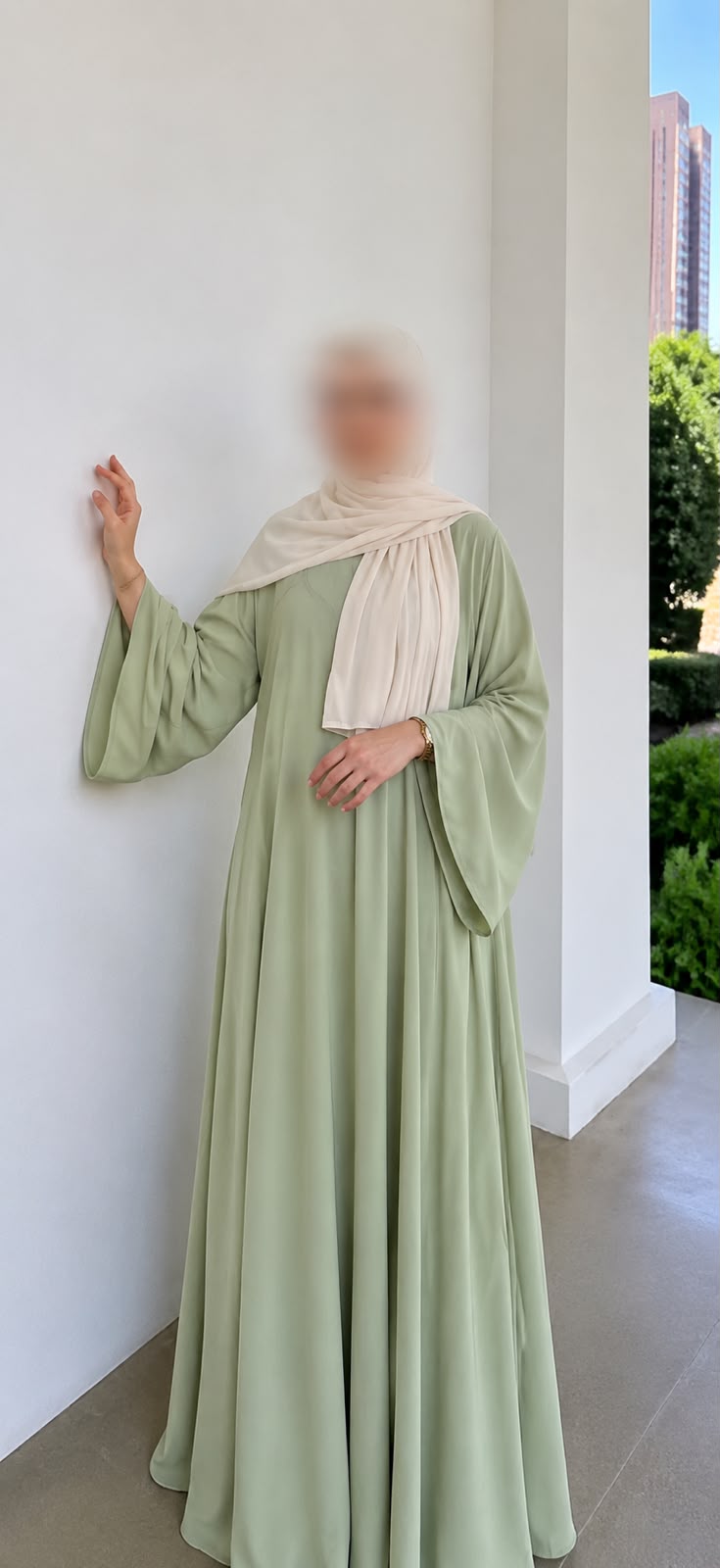 Abaya Dreifach-Glocke Rosaline Pastellgrün