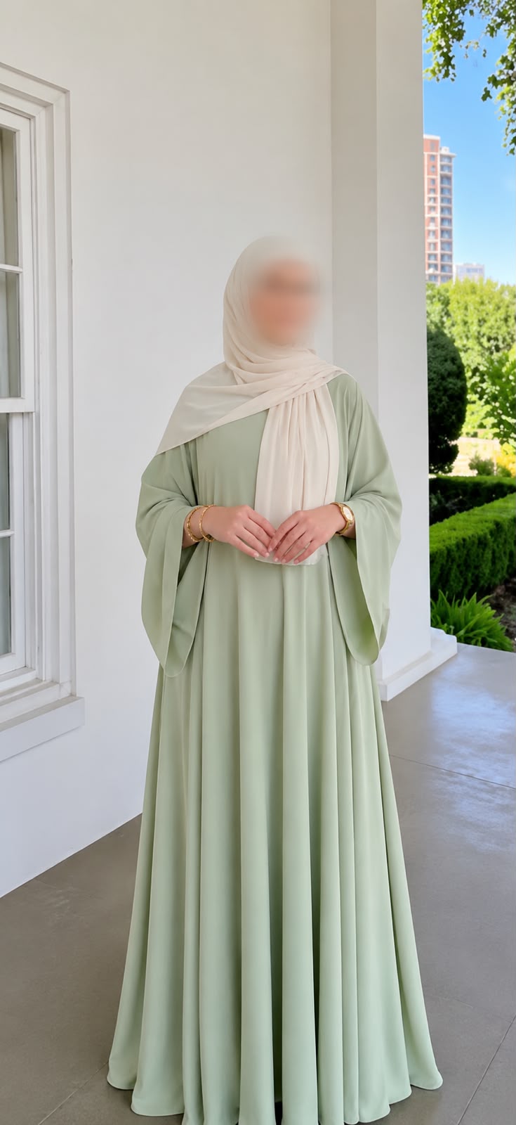 Abaya Dreifach-Glocke Rosaline Pastellgrün