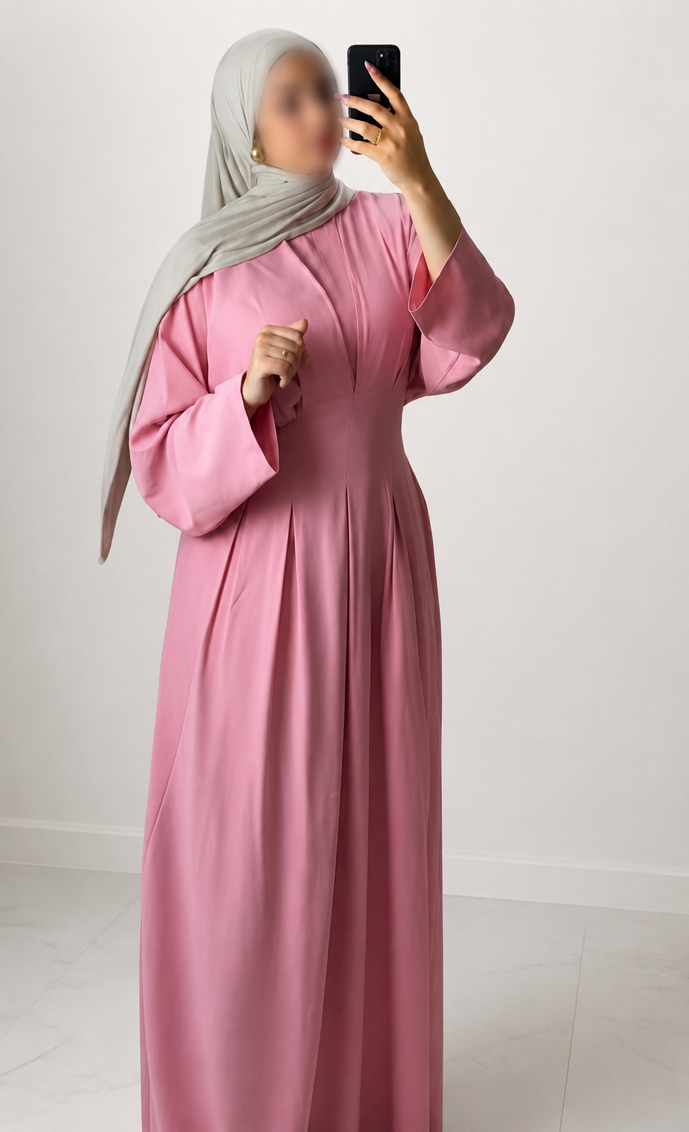 Abaya longue cintrée plissée avec liens à nouer ajustable