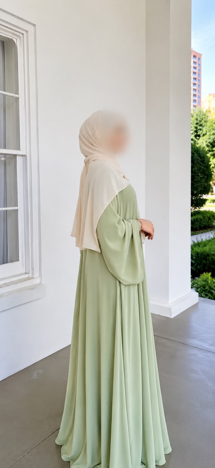 Abaya Dreifach-Glocke Rosaline Pastellgrün