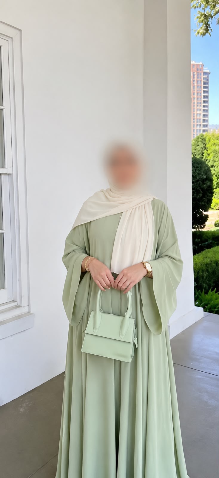 Abaya Dreifach-Glocke Rosaline Pastellgrün