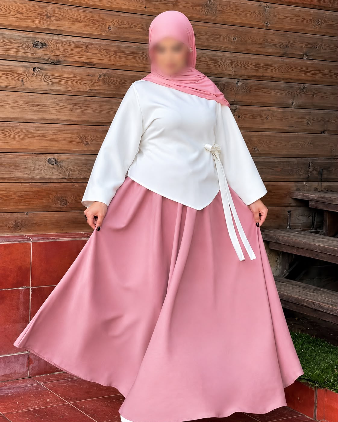 Ensemble Femme Deux Pièces – Haut à Nœud Latéral & Jupe Longue Ample