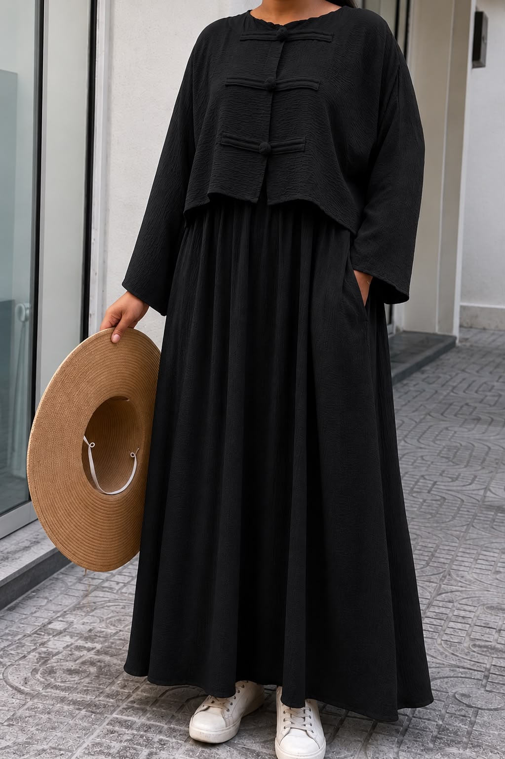 Ensemble Femme 2 Pièces – Veste à Brandebourgs & JupeLongue