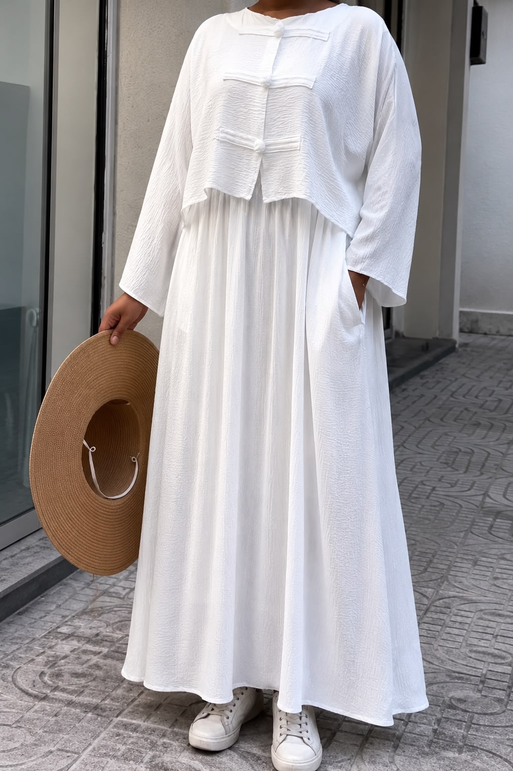 Ensemble Femme 2 Pièces – Veste à Brandebourgs & JupeLongue